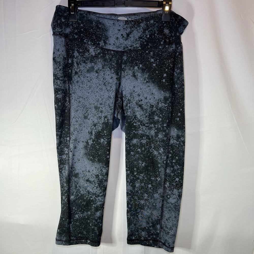Old Navy Blue Active Wear Capris Leggings Womens XL Multicolor Acid Wash Look